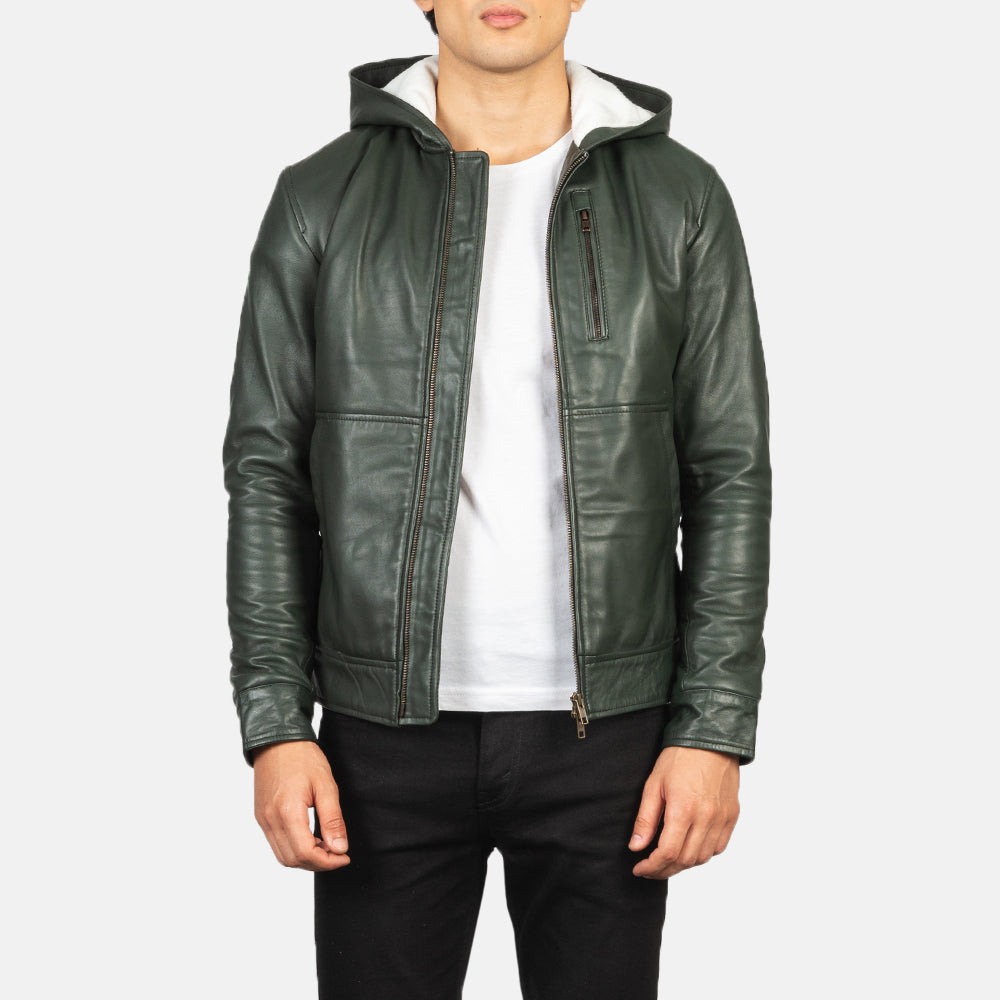 Baston Hooded Leather Biker Jacket
