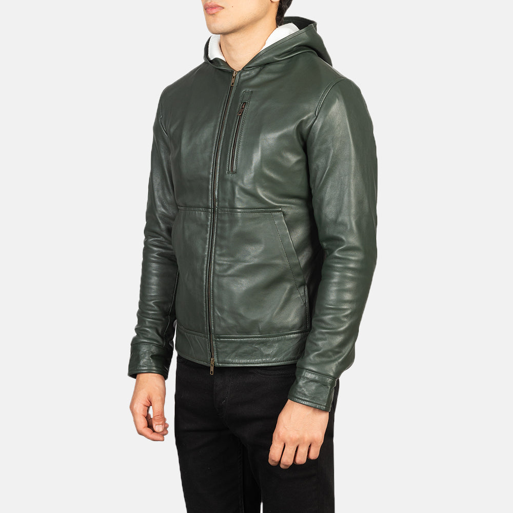 Baston Hooded Leather Biker Jacket