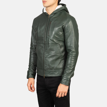 Baston Hooded Leather Biker Jacket