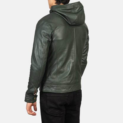Baston Hooded Leather Biker Jacket
