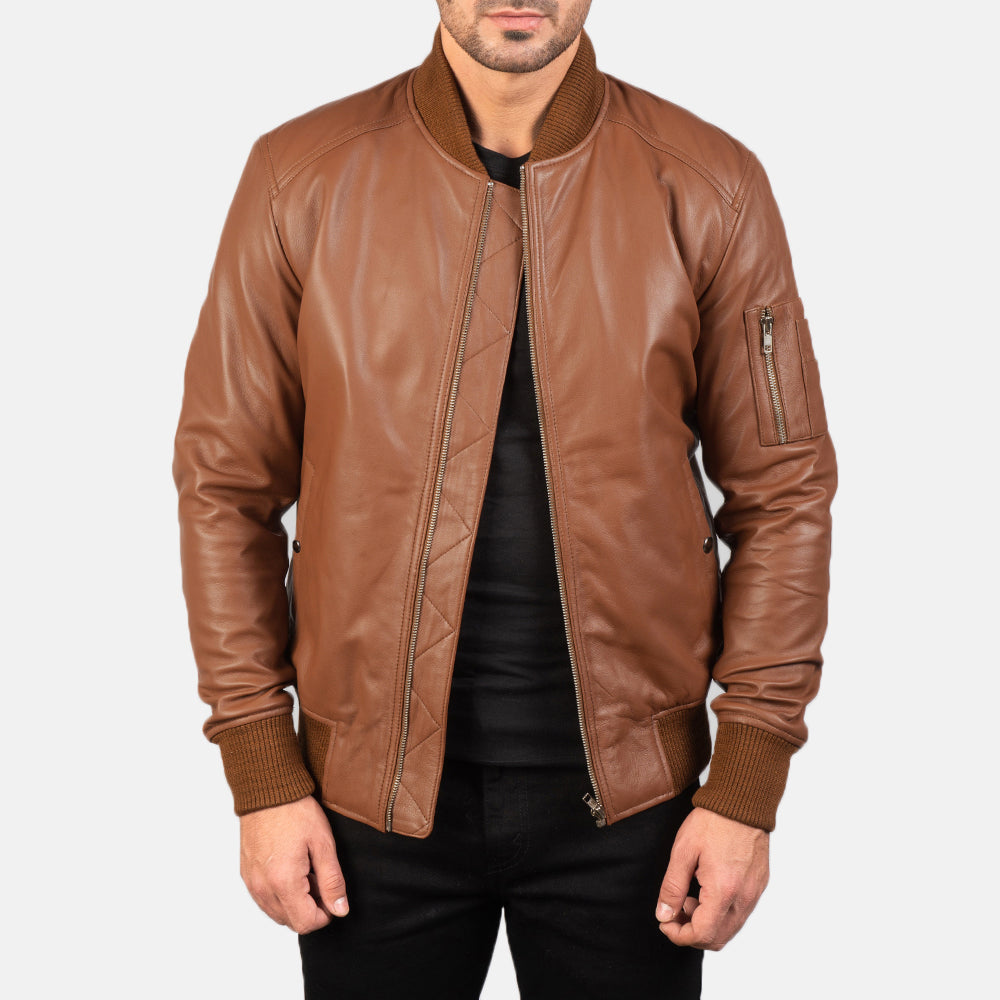 Bomia Ma-1 Leather Bomber Jacket