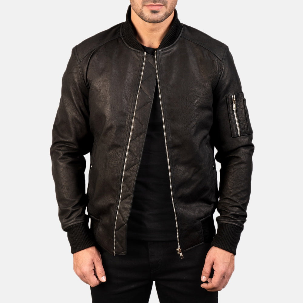 Bomia Ma-1 Leather Bomber Jacket