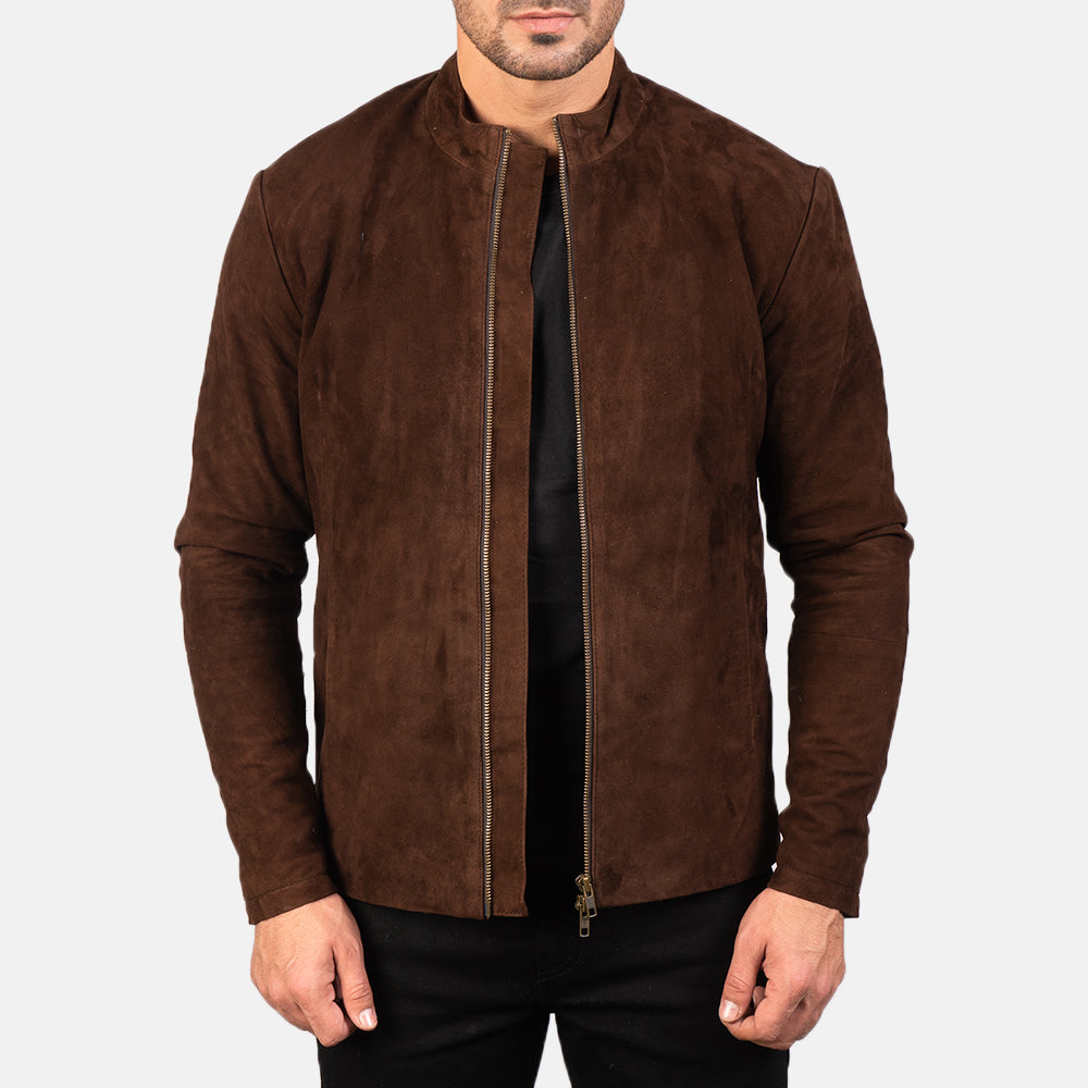 Charcoal  Suede Leather Jacket