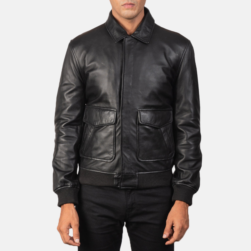 Genz Leather Bomber Jacket