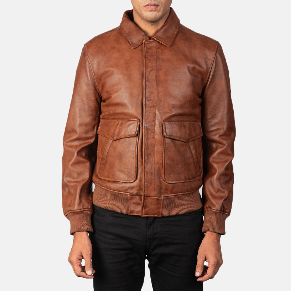 Genz Leather Bomber Jacket