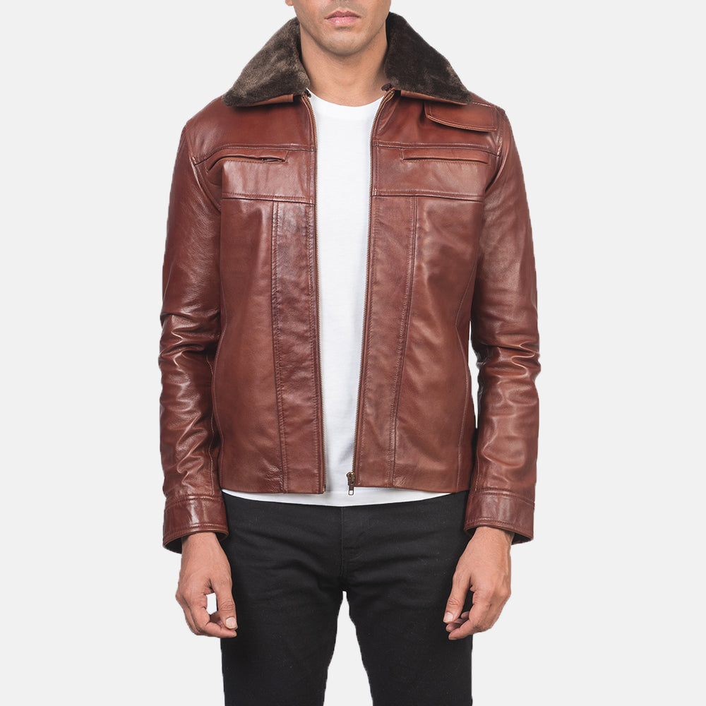 Evan Hart Fur Brown Leather Jacket