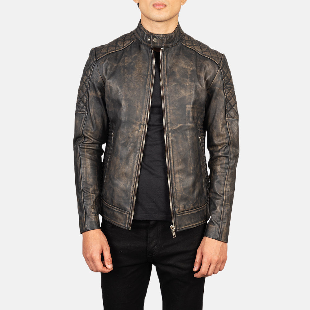 Fernando Quilted  Leather Biker Jacket