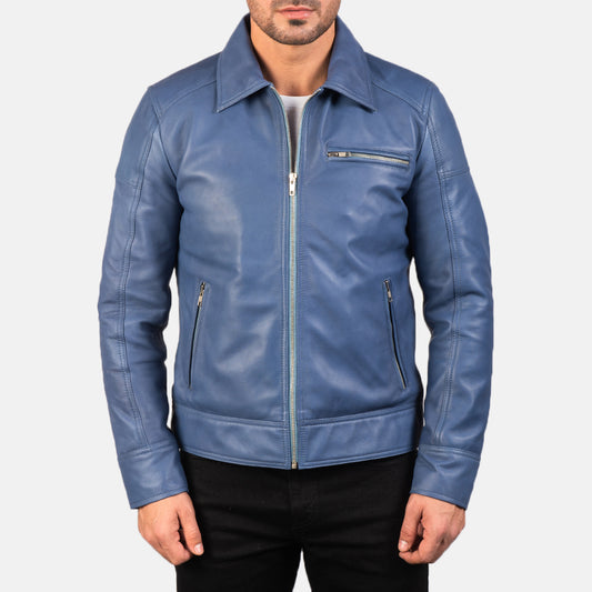 Lavendard Leather Biker Jacket