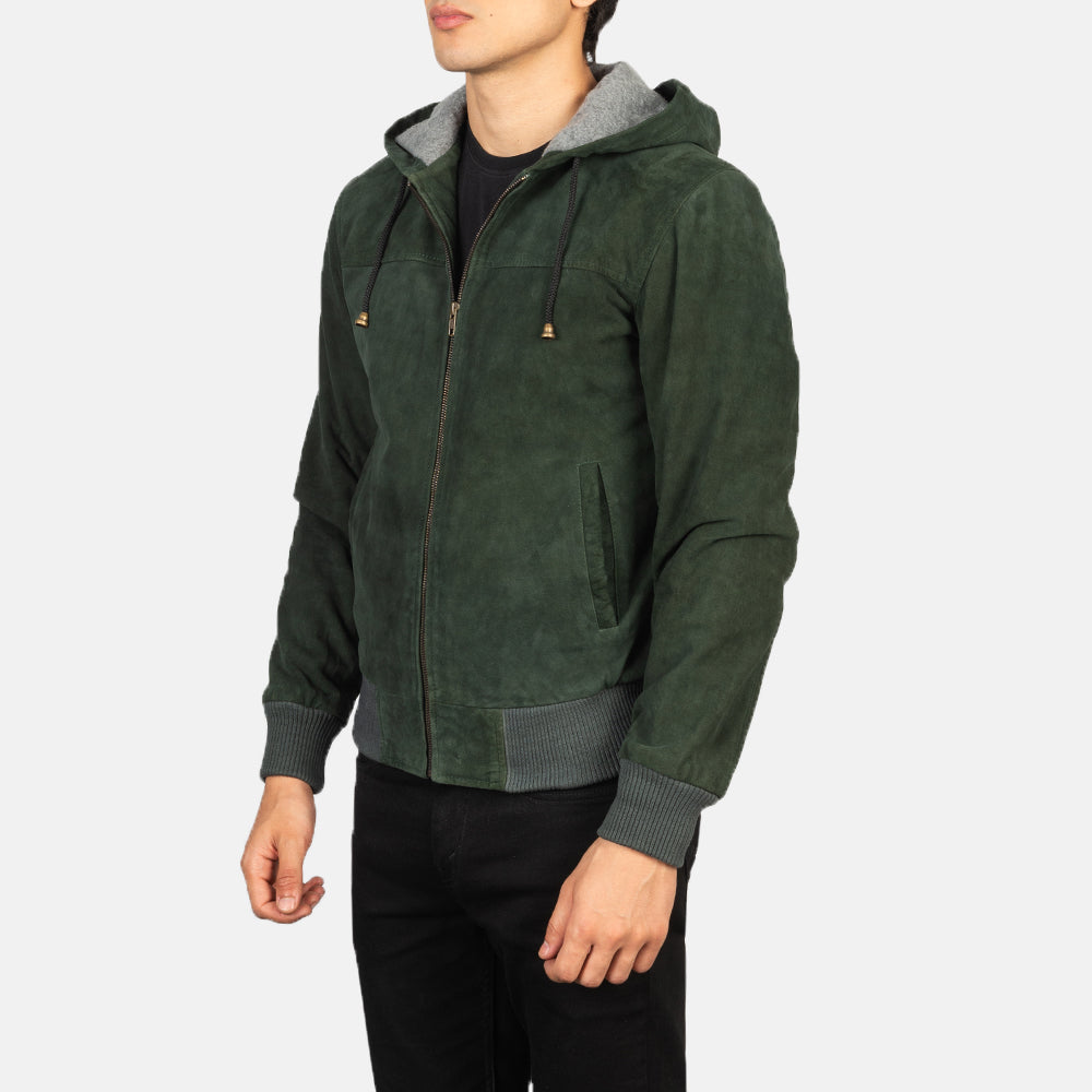 Nintenzo  Hooded Leather Bomber Jacket