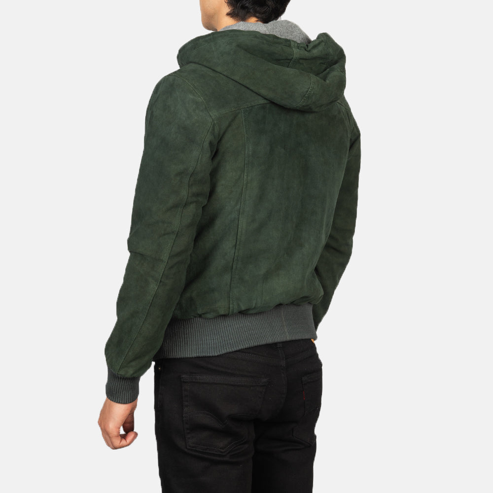 Nintenzo  Hooded Leather Bomber Jacket