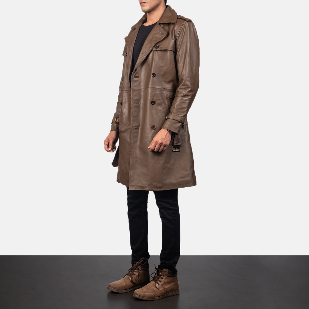 Mens long leather duster coat best sale