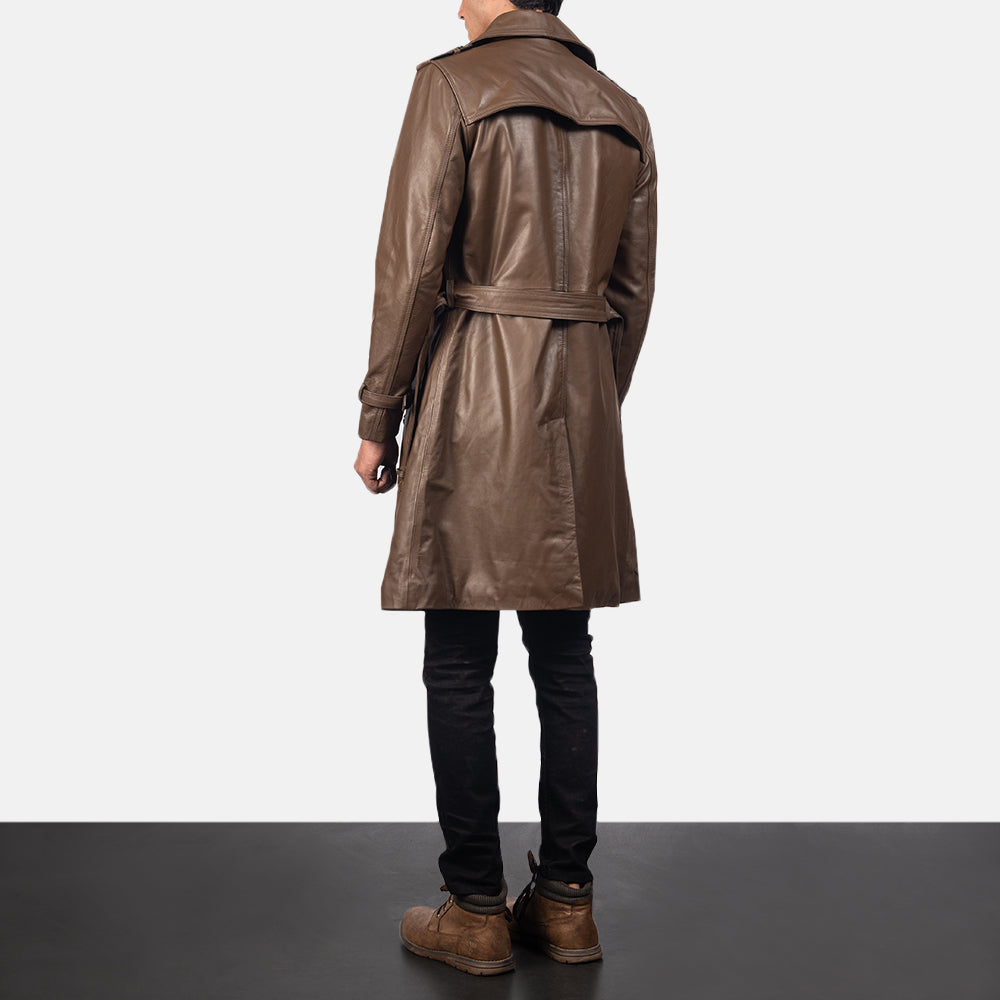 Royson Brown Leather Duster Coat Good Leather Garments