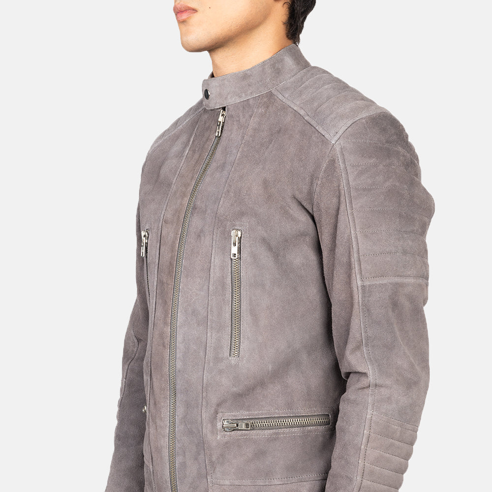 Grey suede biker jacket best sale