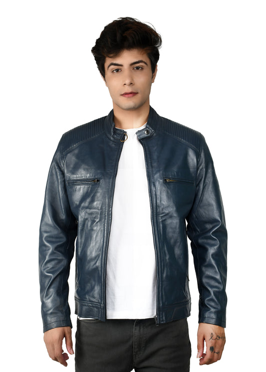 Renlen Blue Leather Jacket