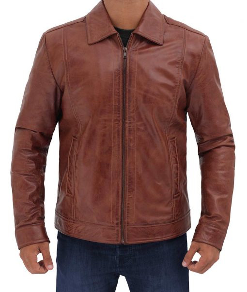 SHIRTER BROWN LEATHER JACKET