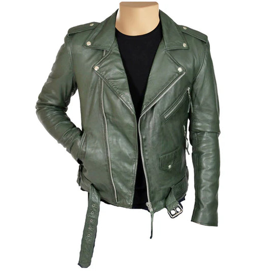 Lapel Leather Biker Jacket