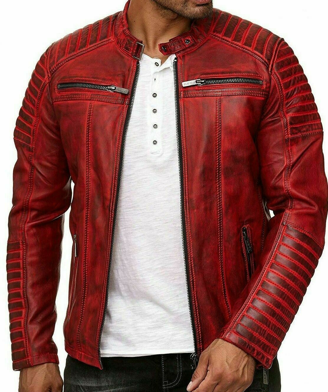 Tingle Red Leather Jacket