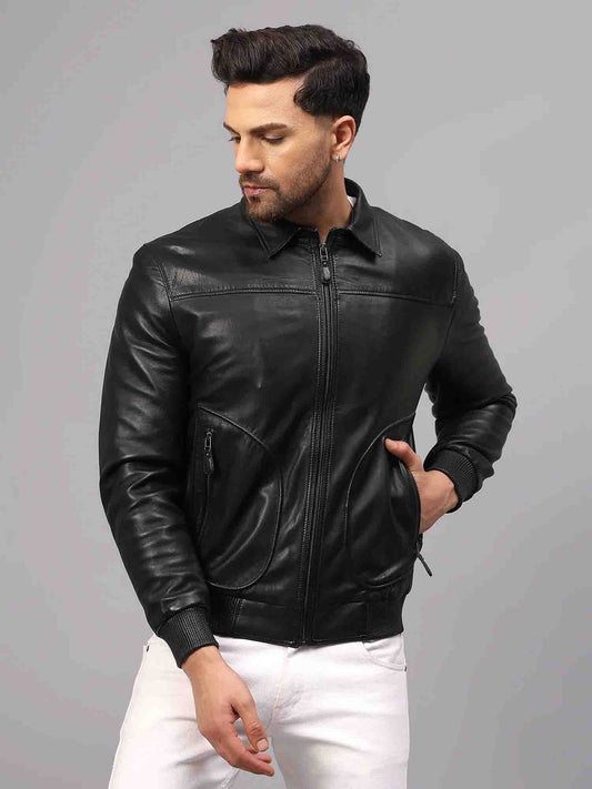 Calvin Leather Bomber Jacket