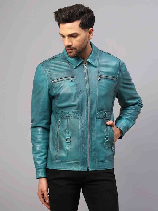 Mens Solid Biker Jacket