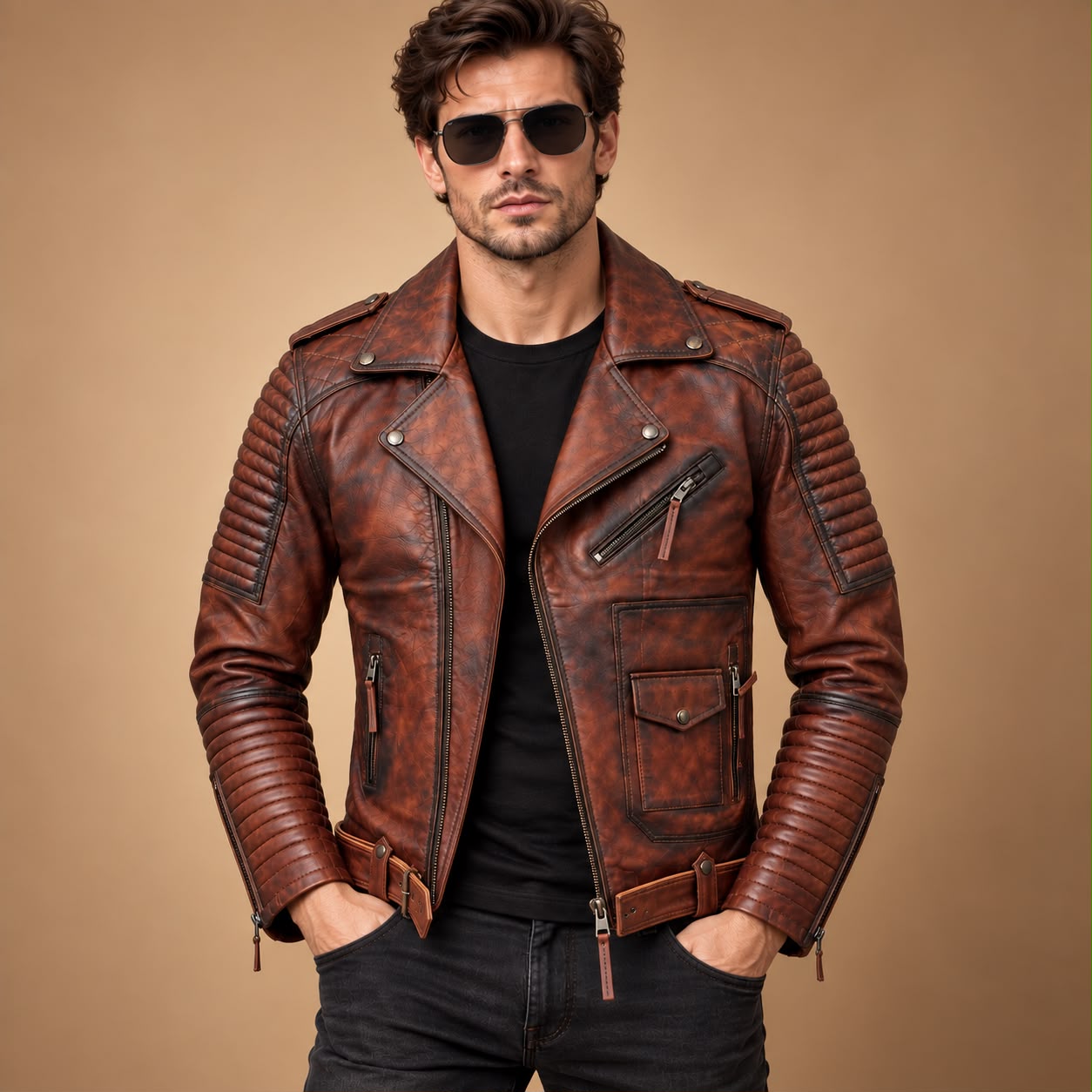 Blaq Motorcycle Leather Biker Jacket
