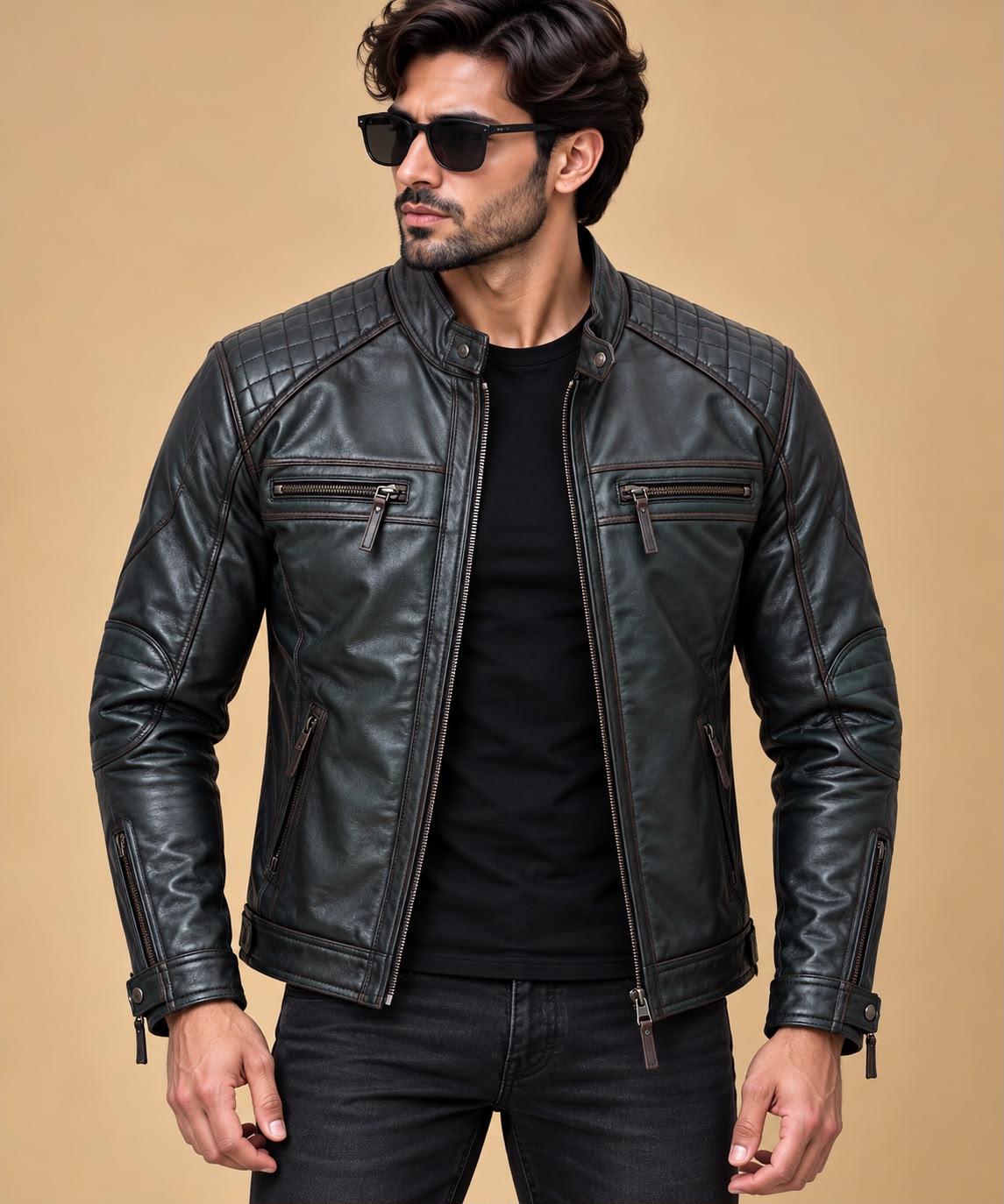 Bomter Biker Leather Jacket