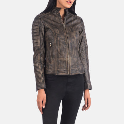 Adalyn Quilted Leather Biker Jacket