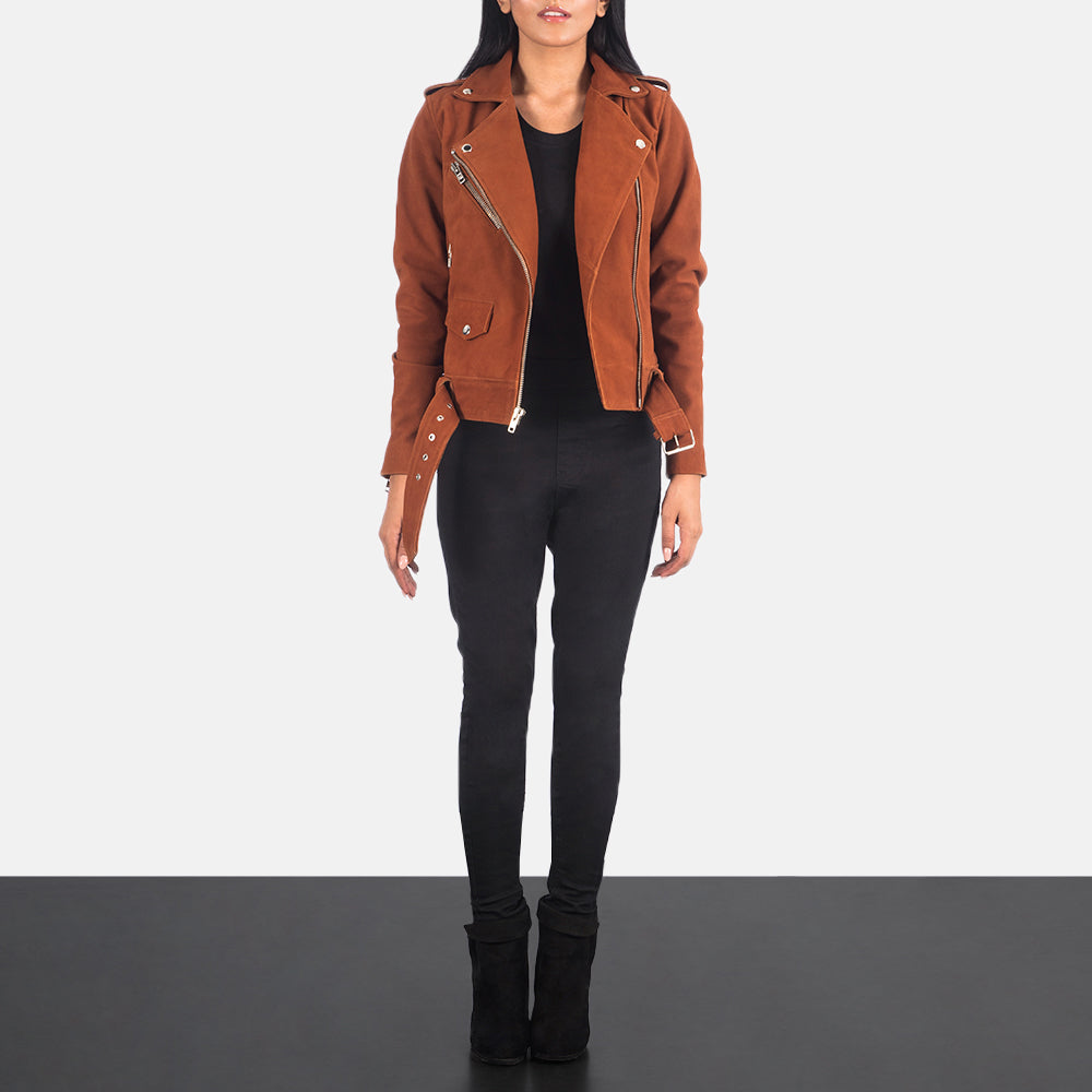 Tan suede biker jacket womens cheap