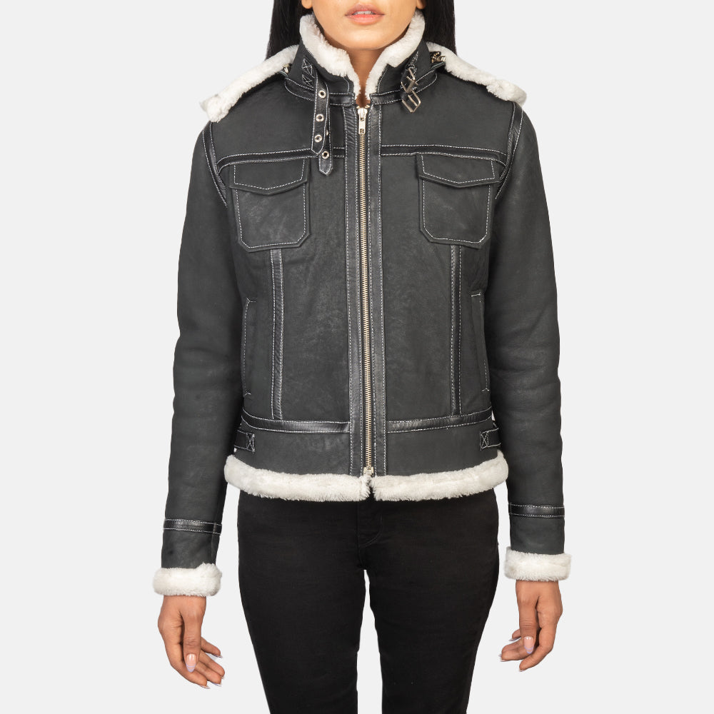 Fiona Hooded Shearling Leather Jacket