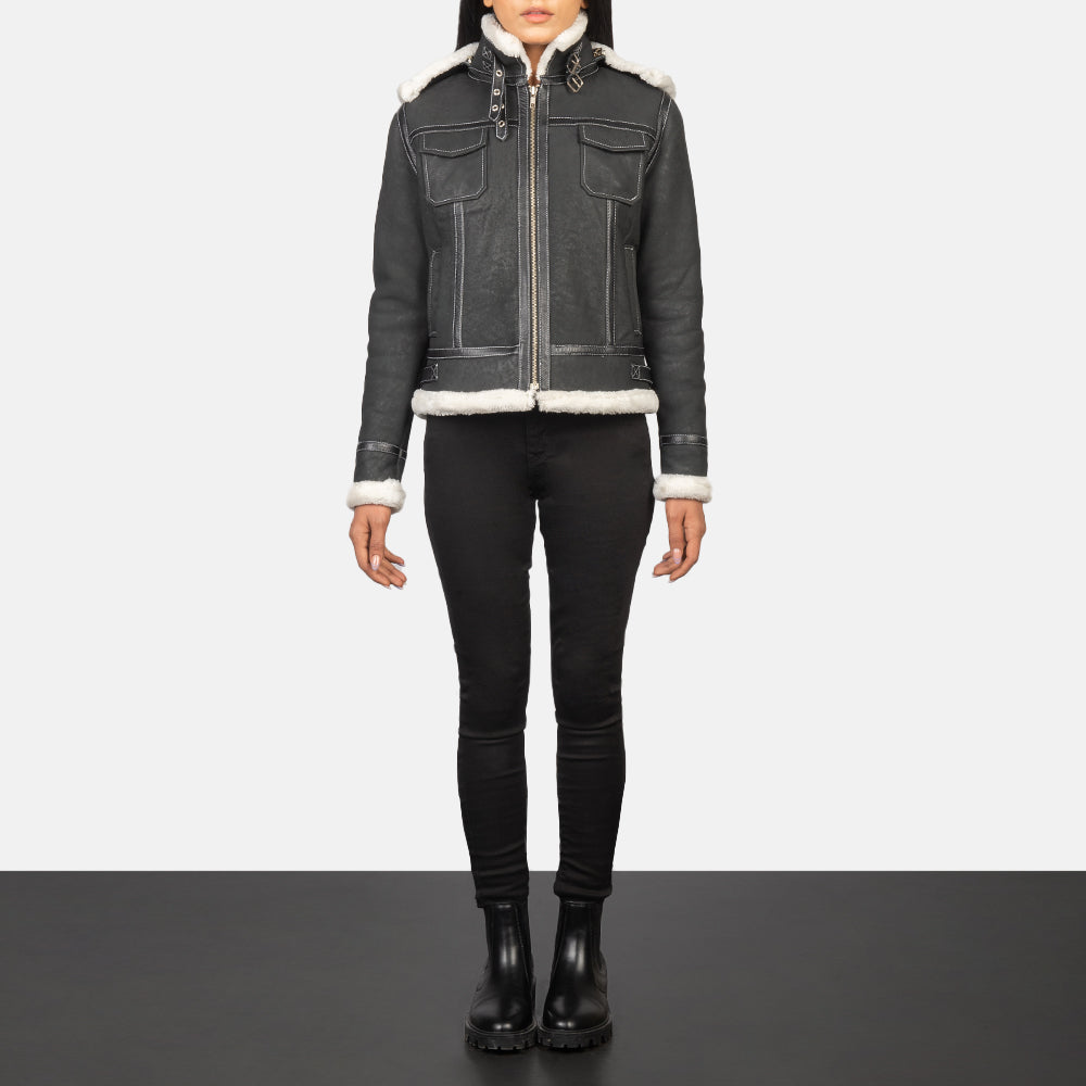 Fiona Hooded Shearling Leather Jacket