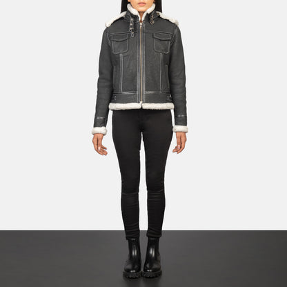 Fiona Hooded Shearling Leather Jacket