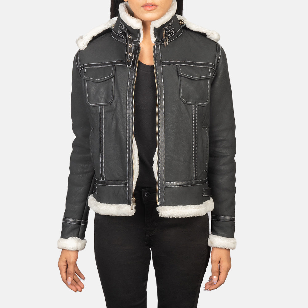Fiona Hooded Shearling Leather Jacket