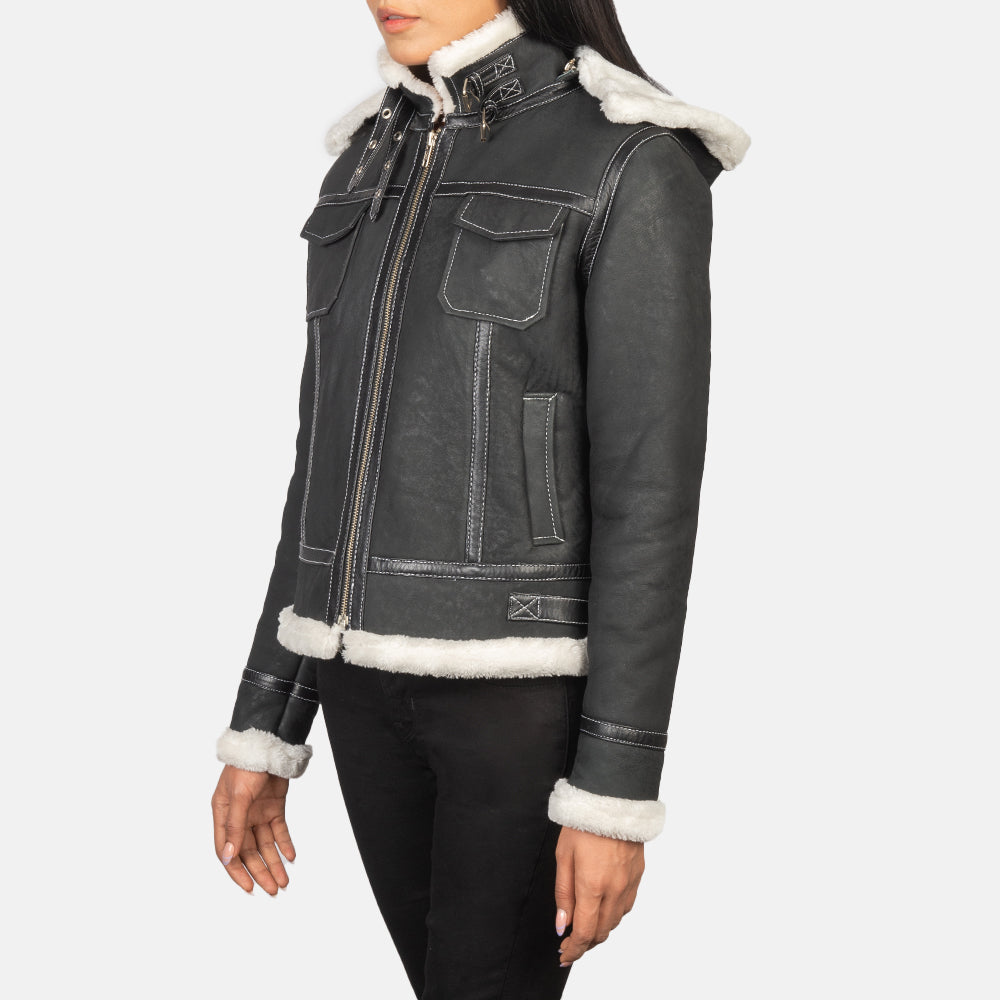 Fiona Hooded Shearling Leather Jacket