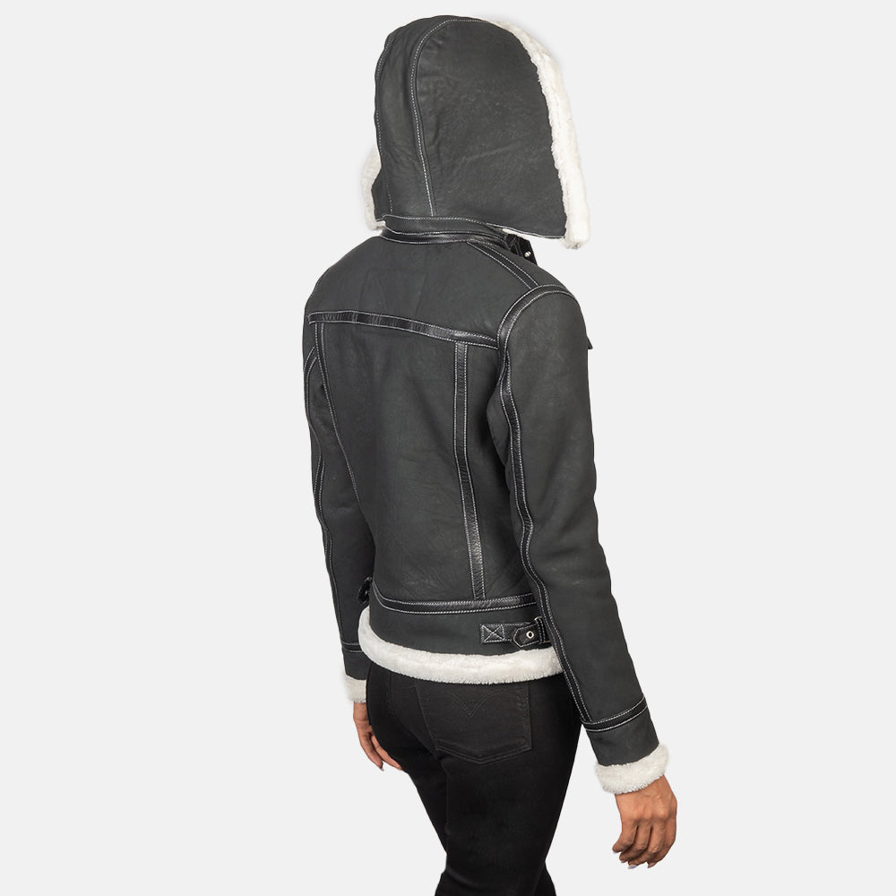 Fiona Hooded Shearling Leather Jacket