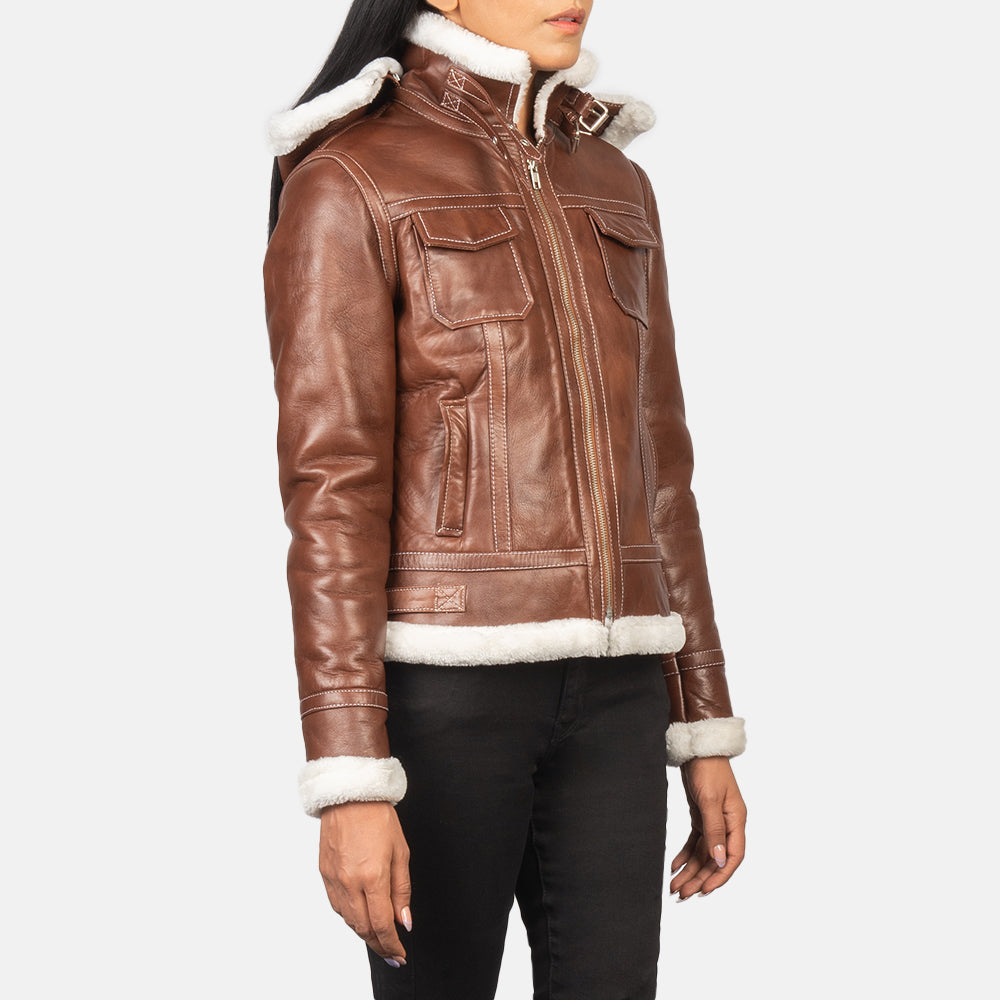 Fiona Hooded Shearling Leather Jacket