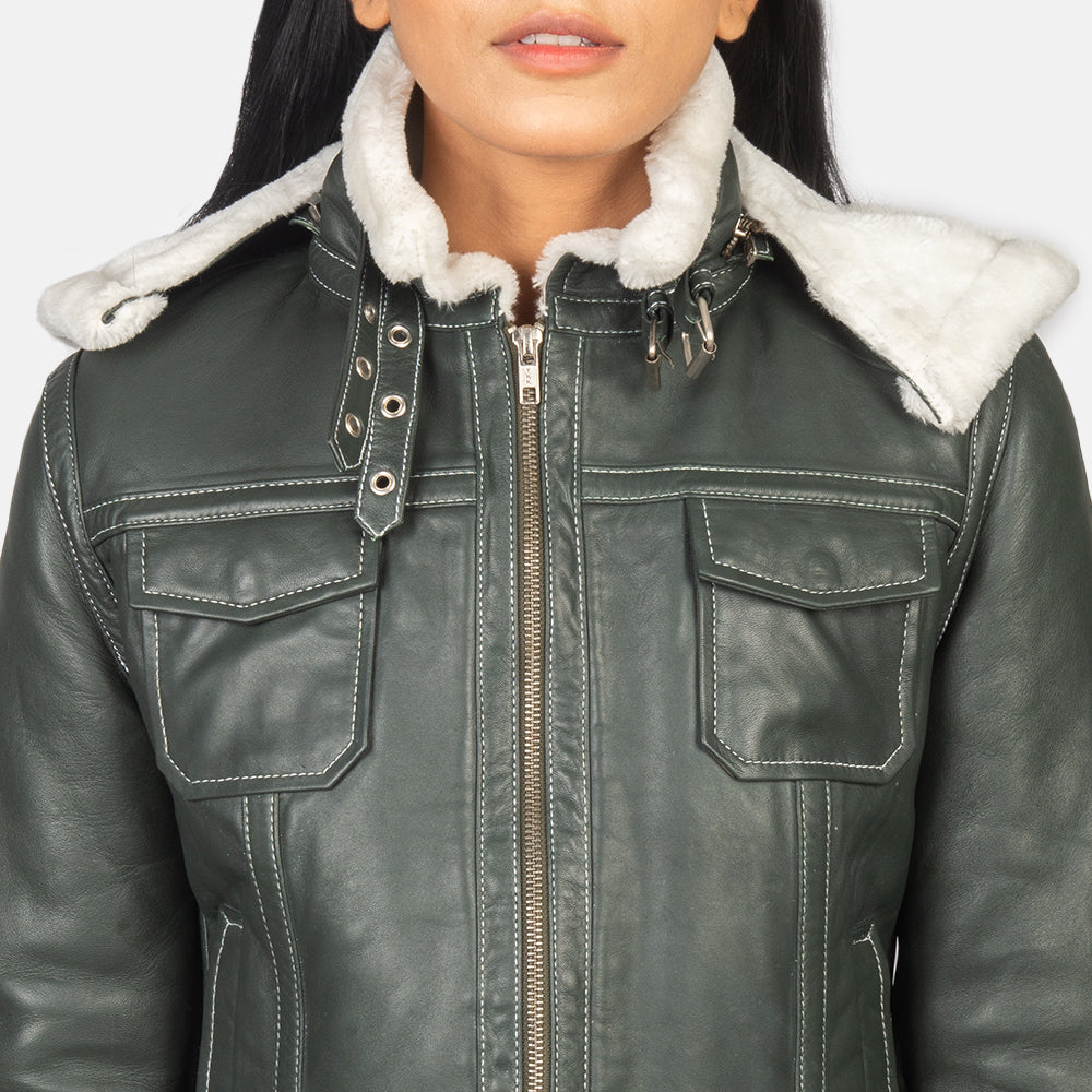 Fiona Hooded Shearling Leather Jacket