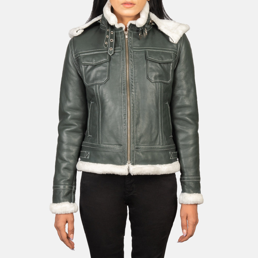 Fiona Hooded Shearling Leather Jacket