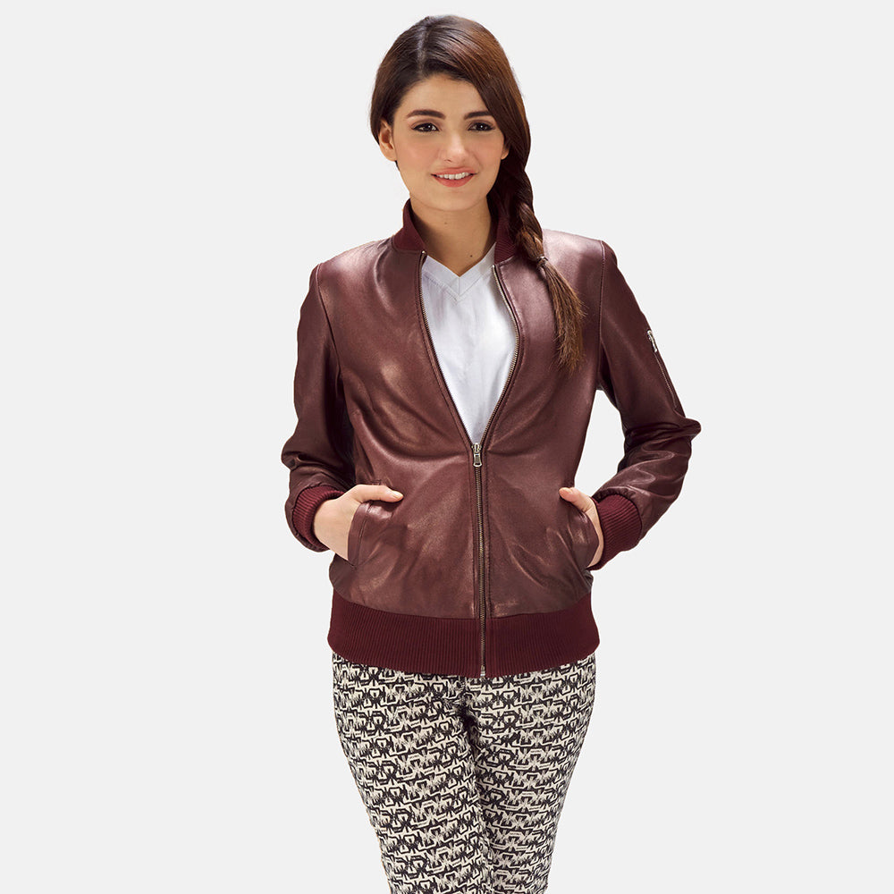 Reida Leather Bomber Jacket