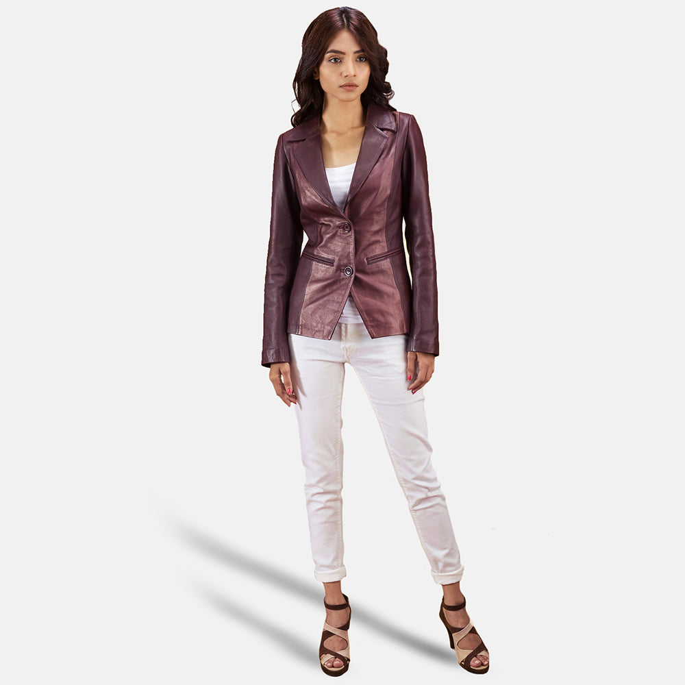 Ruby Metallic Leather Blazer