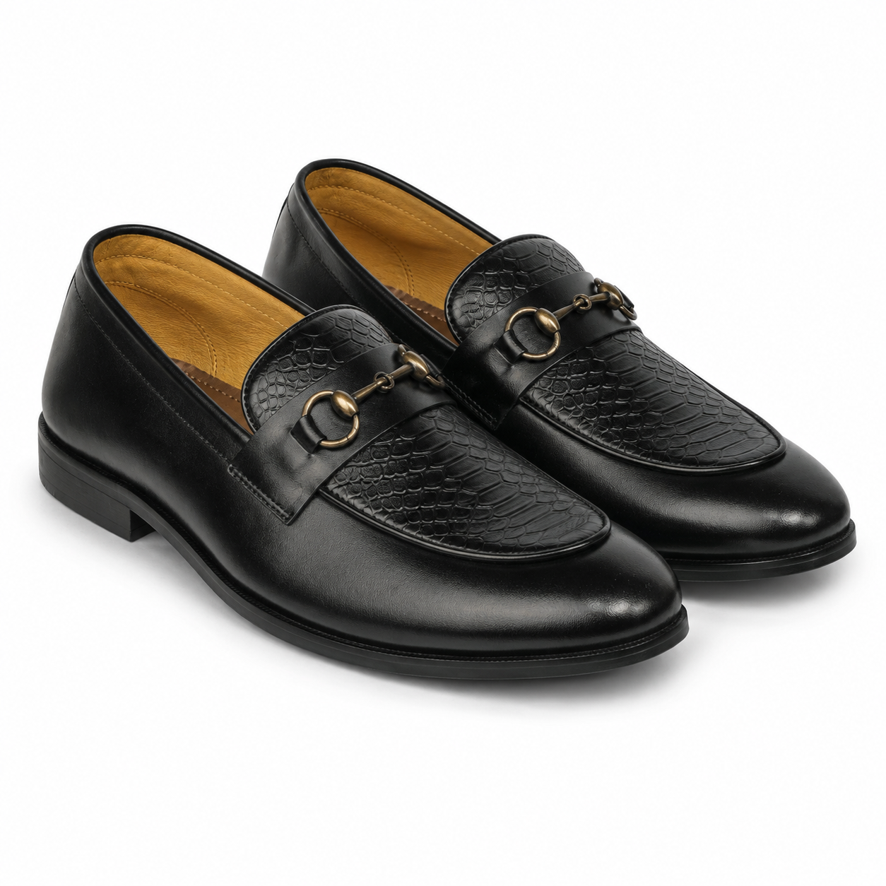 Black Monarch Leather Belly Shoes