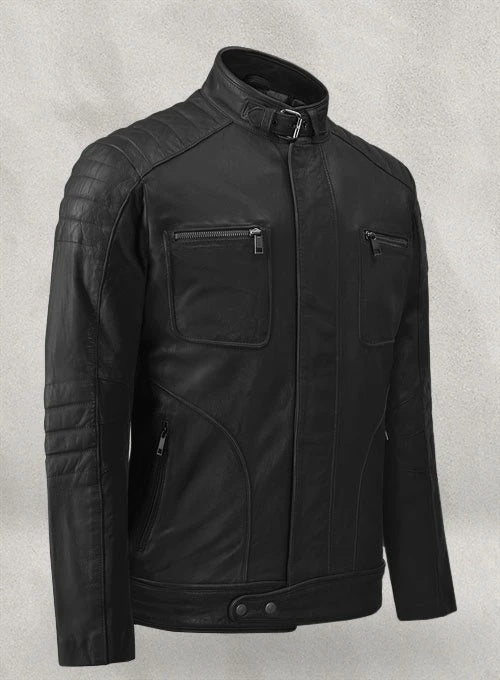 D Pocket Leather Biker Jacket