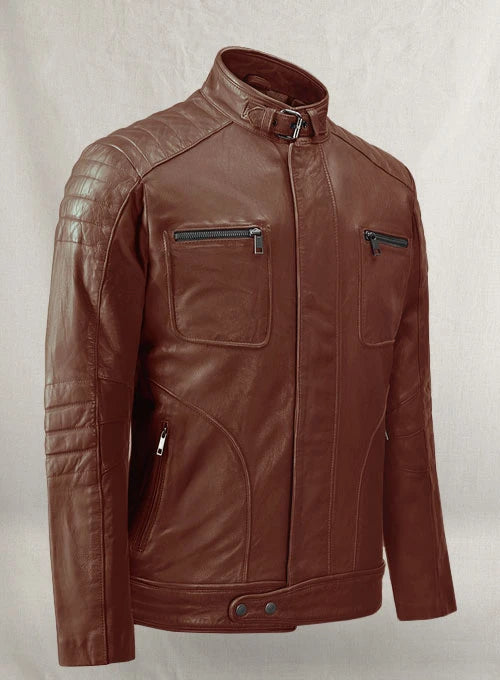 D Pocket Leather Biker Jacket