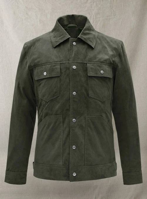 Western Suede  Green Leather Jacket