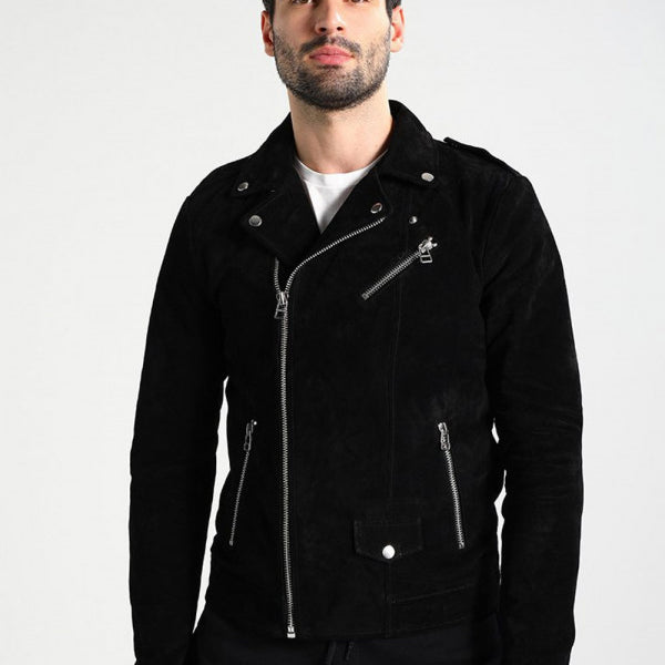 Renot Black Suede Leather Jacket - Main Image