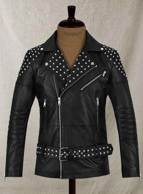 Studded Leather Biker Jacket