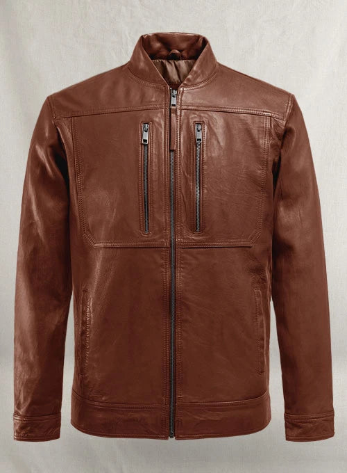 Comfind Tan Leather Biker Jacket